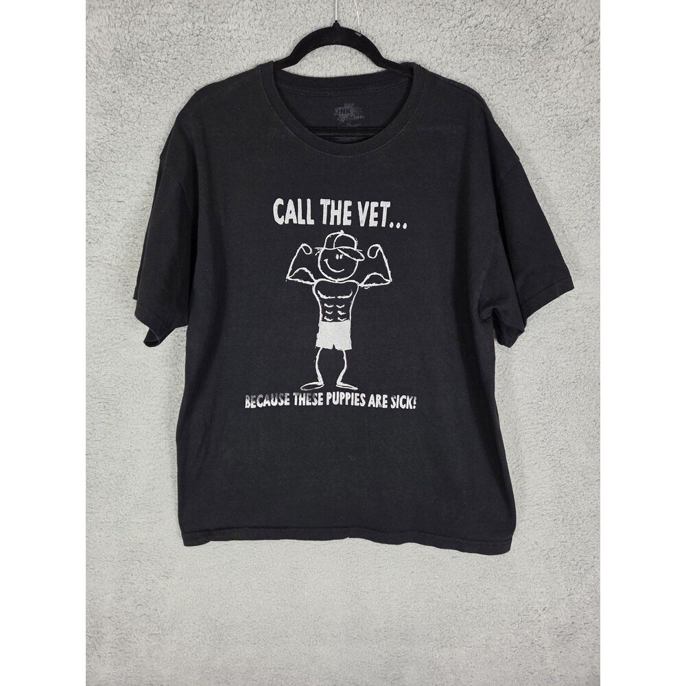 INK Call The‎ Vet Graphic T-Shirt Mens XL Black Funny Gym